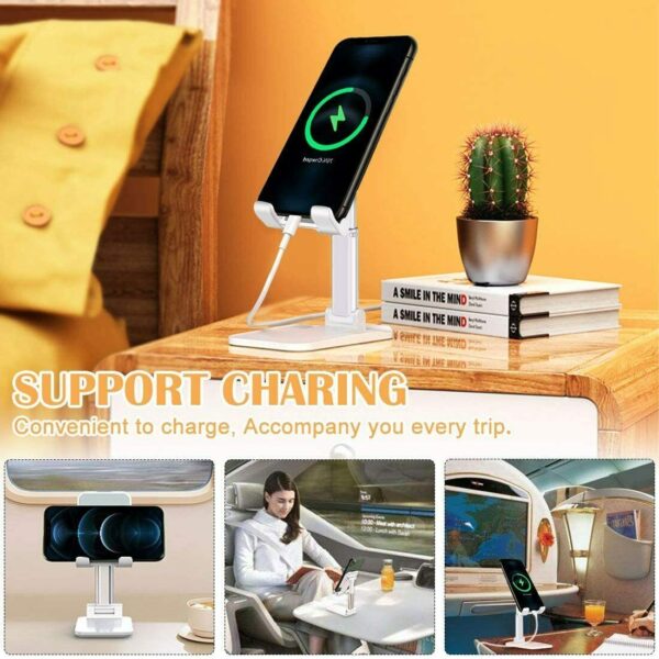 Cell Phone Stand Desktop Holder Tablet Stand Mount Mobile Phone Desktop Tablet Holder Table Cell Foldable Extend Support Desk Mobile Phone Holder Stand - Image 4