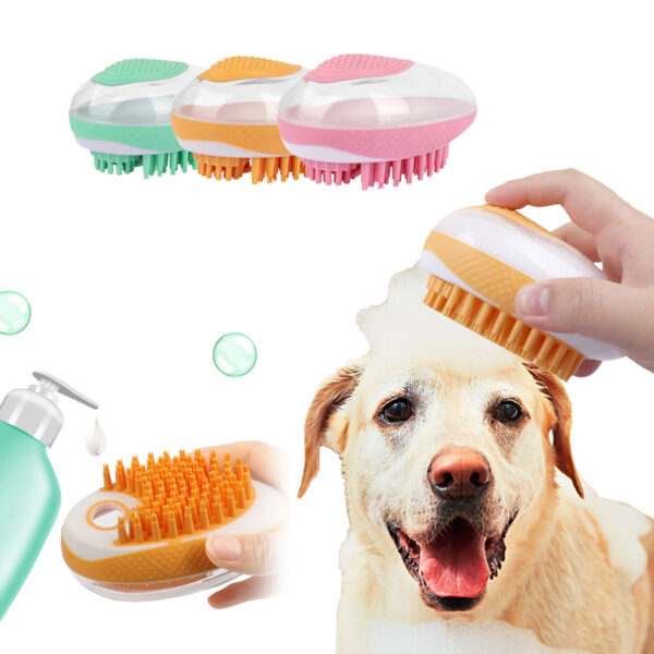 Dog Cat Bath Brush 2-in-1 Pet SPA Massage Comb Soft Silicone Pets Shower Hair Grooming Comb Dog Cleaning Tool Pet Products