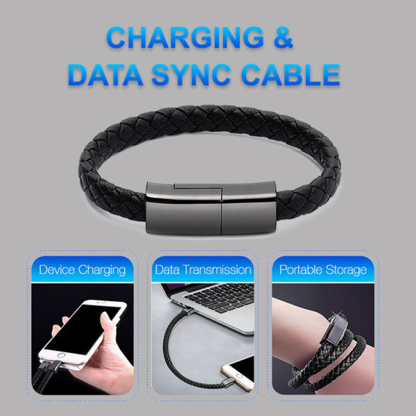 New Bracelet Charger USB Charging Cable Data Charging Cord For IPhone or Andriod USB C Cable For Phone Micro Cable